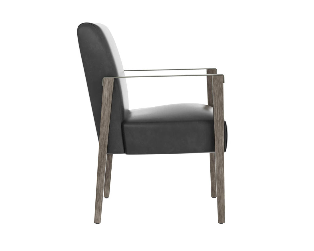 Earl Dining Armchair Ash Grey Brentwood Charcoal Leather