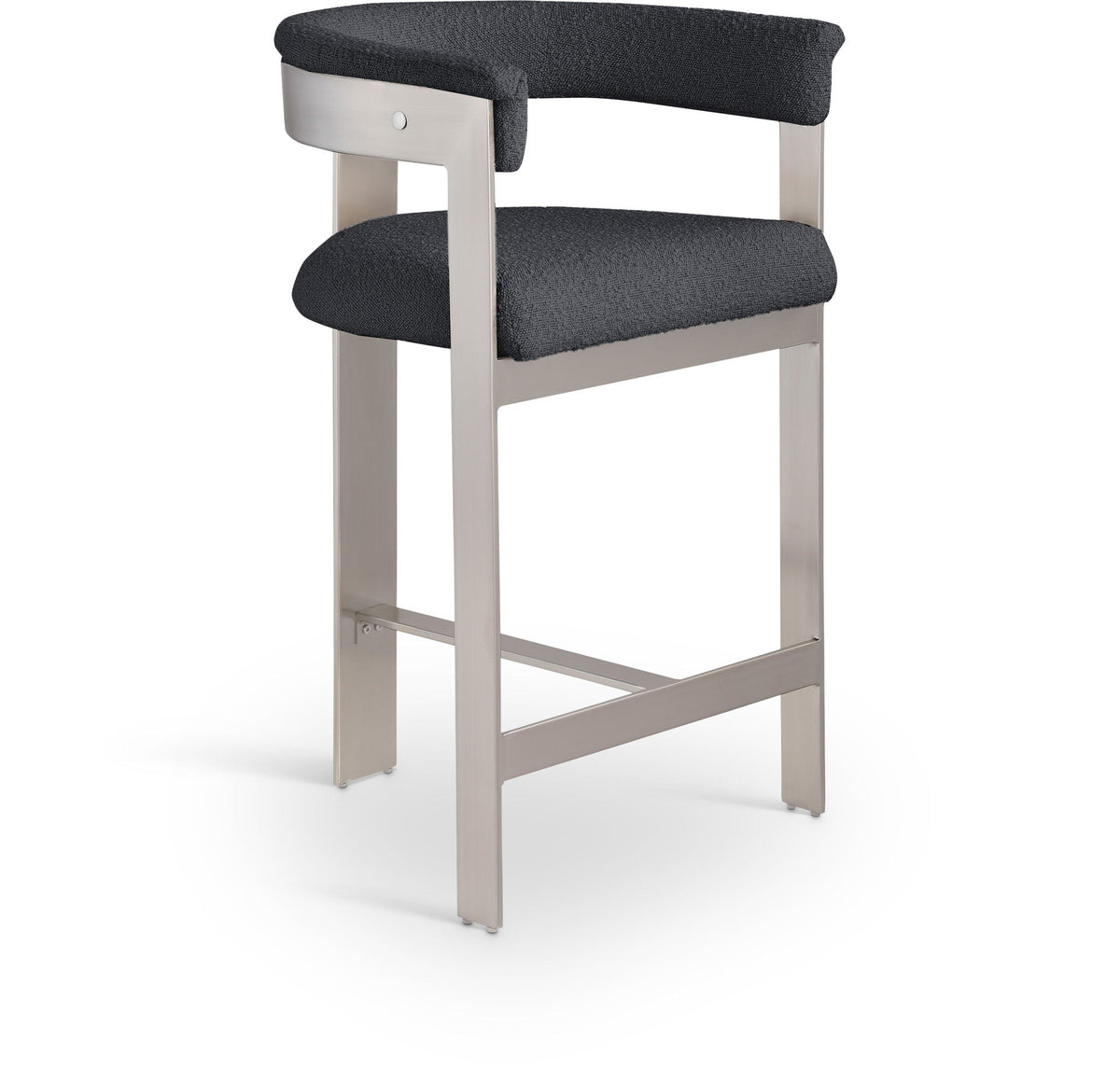 Romeo - Boucle Counter Stool With Silver Base (Set of 2)