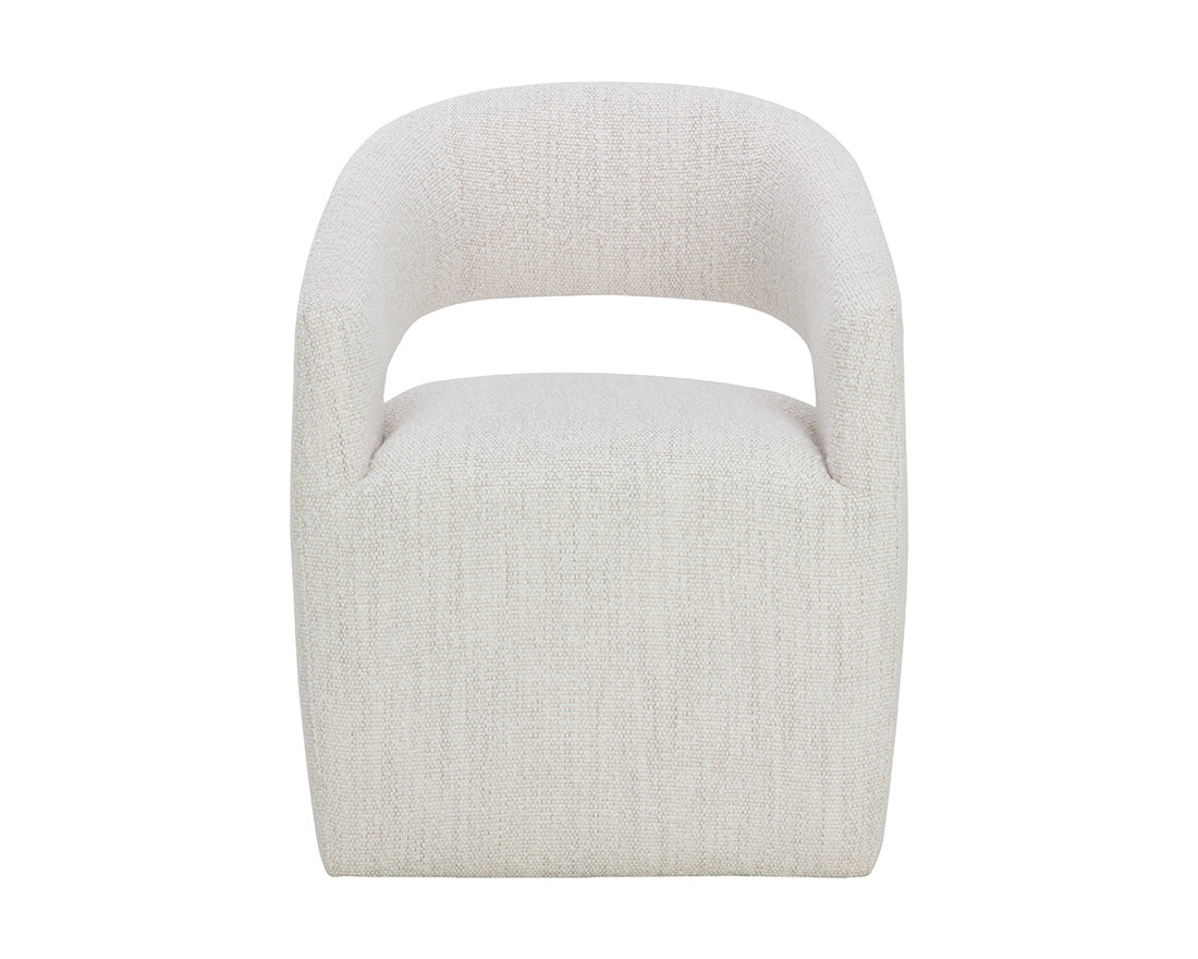 Lloret Wheeled Dining Armchair - Merino Pearl