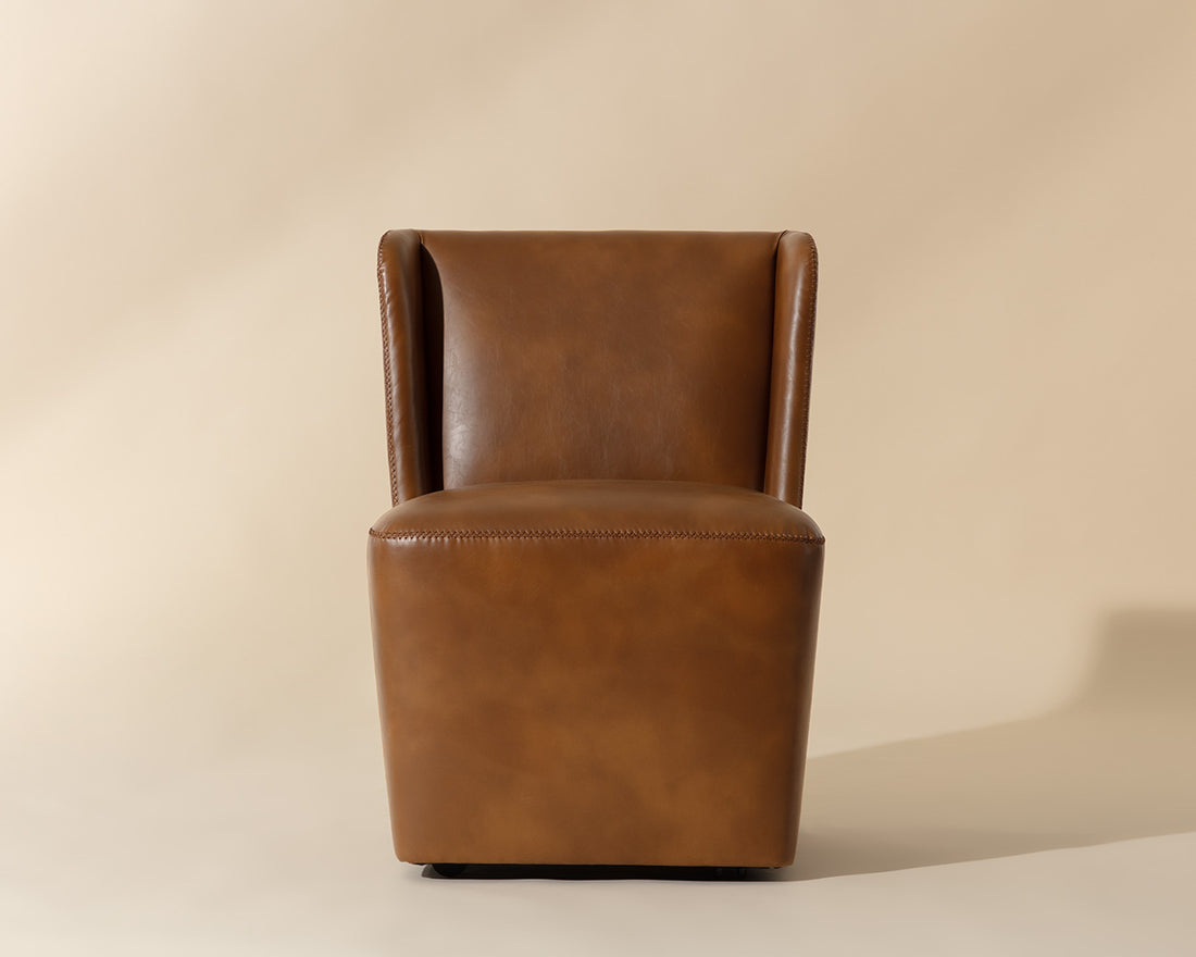 Amita Wheeled Dining Chair - Tobacco Tan