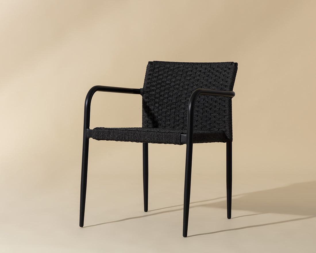 Casella Stackable Dining Armchair - Black - Dark Grey