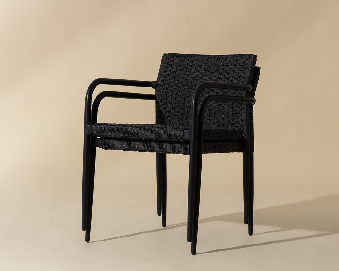 Casella Stackable Dining Armchair - Black - Dark Grey