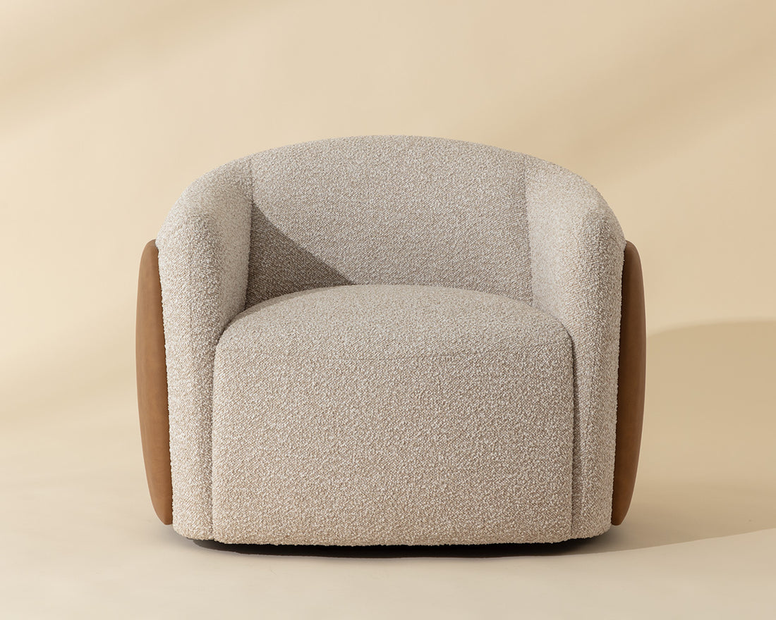 Caris Swivel Lounge Chair - Santa Cruz Oatmeal / Milliken Cognac