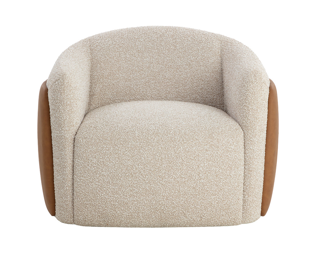 Caris Swivel Lounge Chair - Santa Cruz Oatmeal / Milliken Cognac