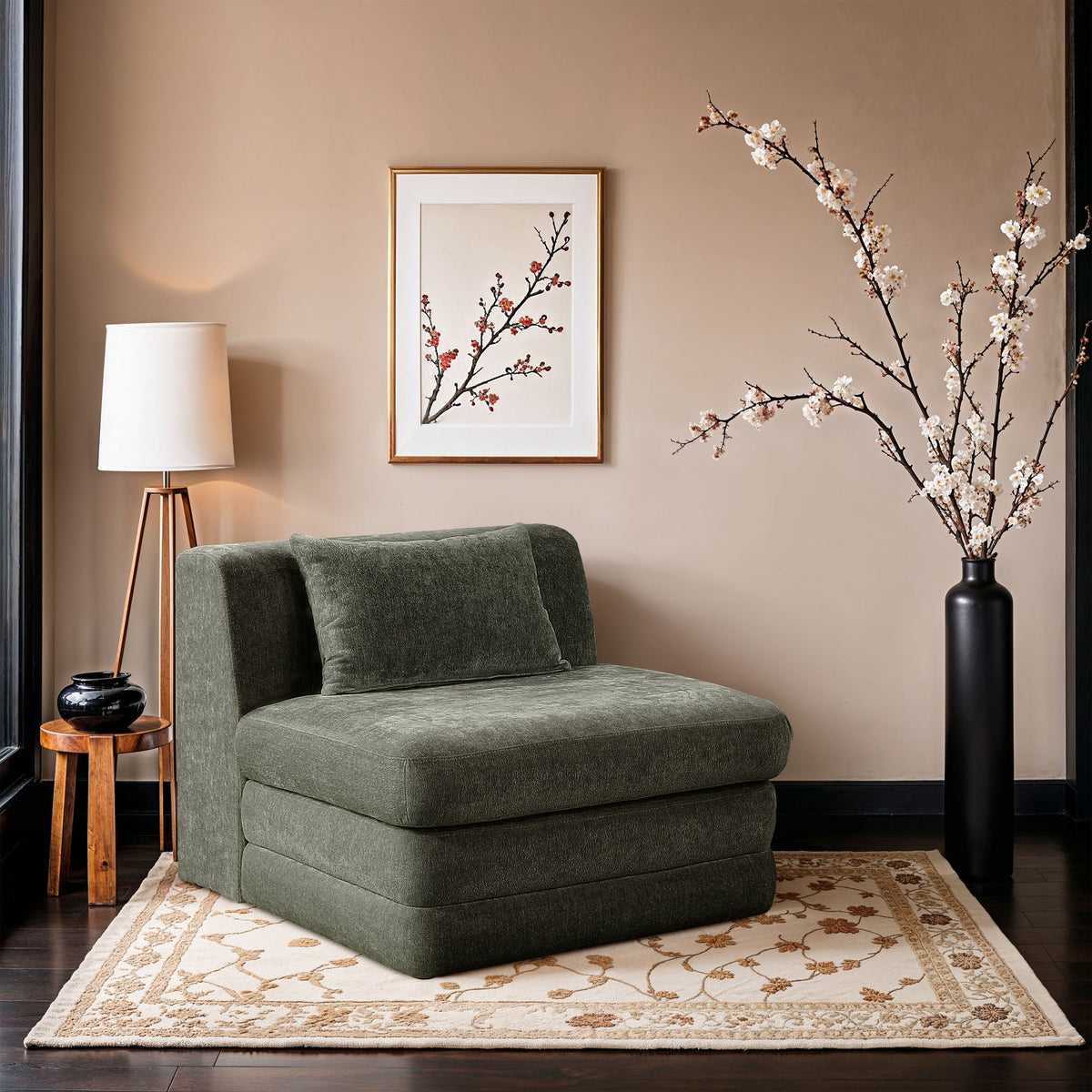 Stellar - Chenille Fabric Upholstered Modular Armless Chair