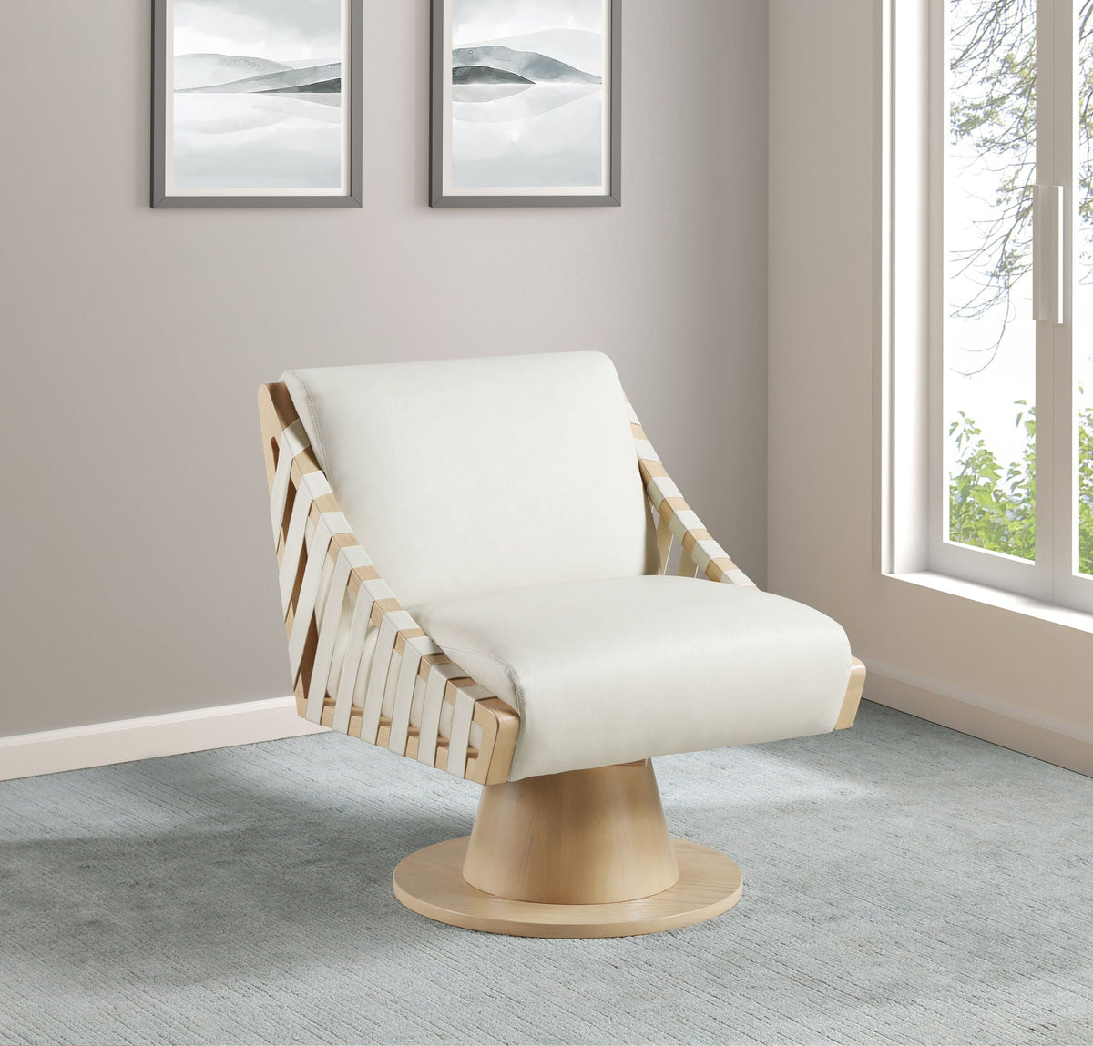 Millwin - Swivel Accent Chair With Natural Base