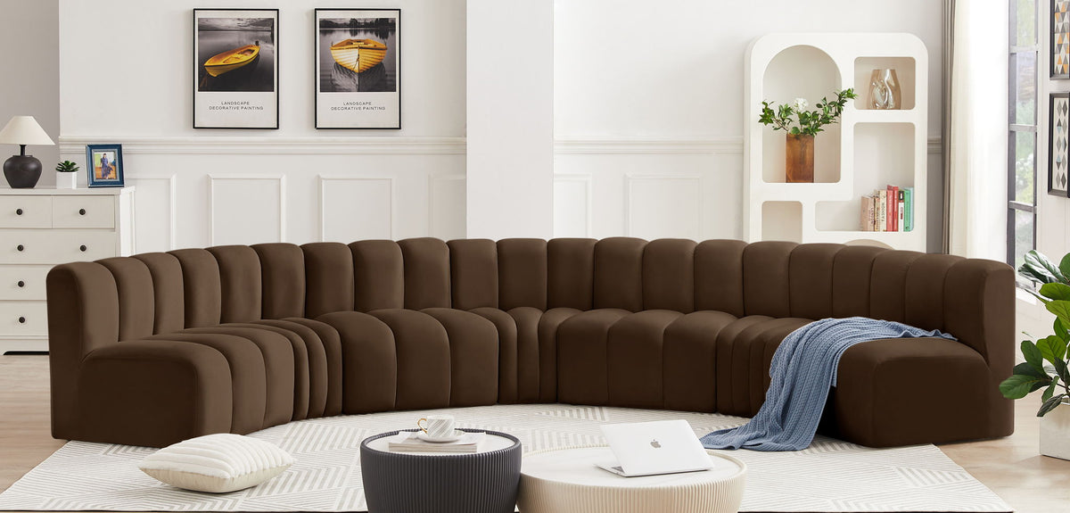 Arc - Velvet 7 Piece U-Shaped Modular Sofa