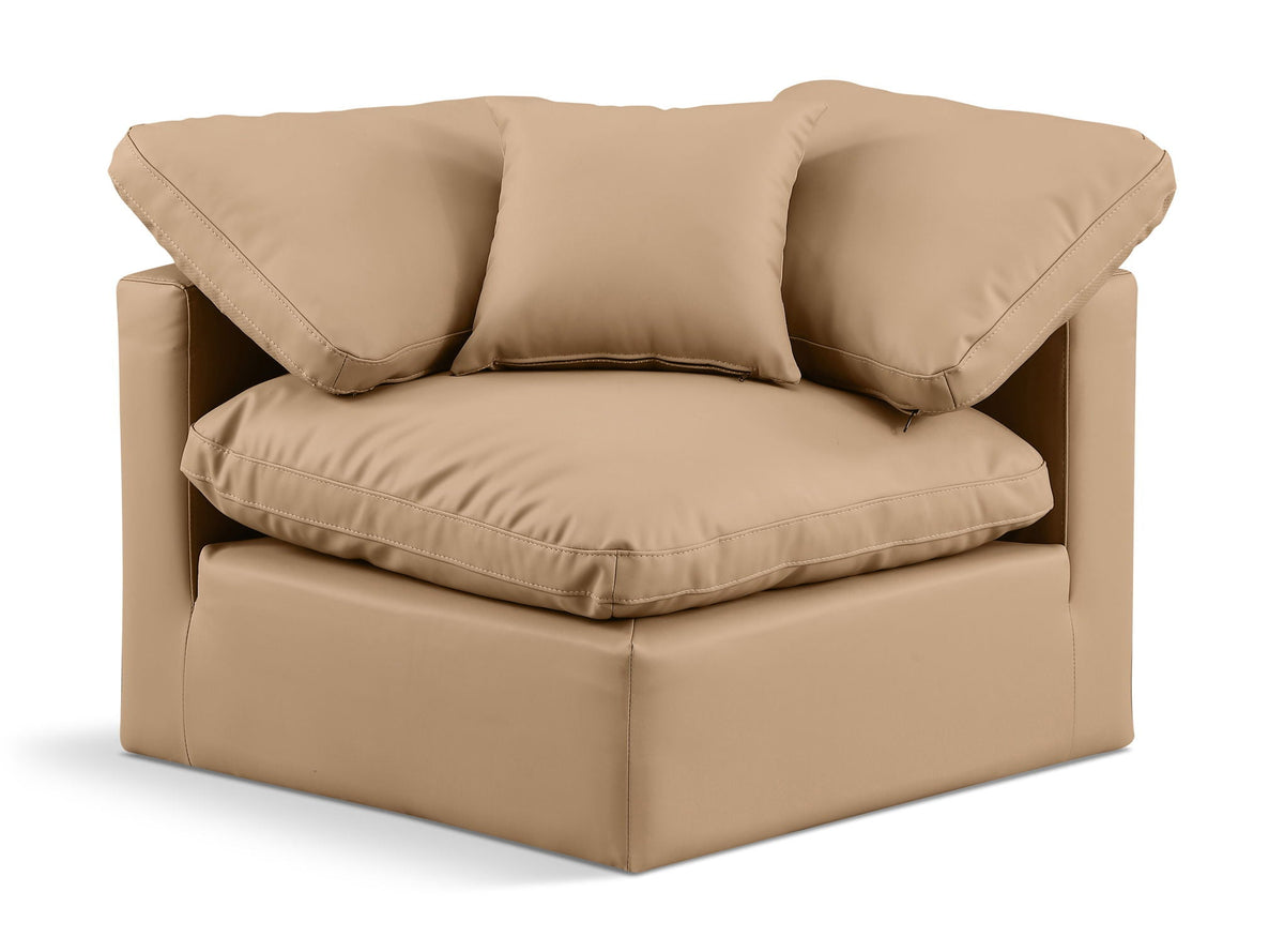 Indulge - Faux Leather Corner Chair - Tan