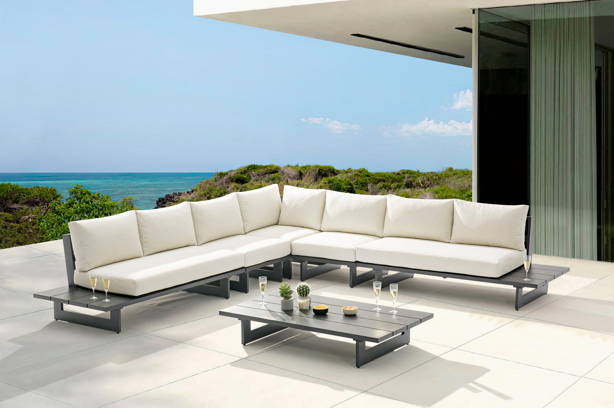 Maldives - 5 Piece Water Resistant Outdoor Patio Modular Sectional With Gray Base