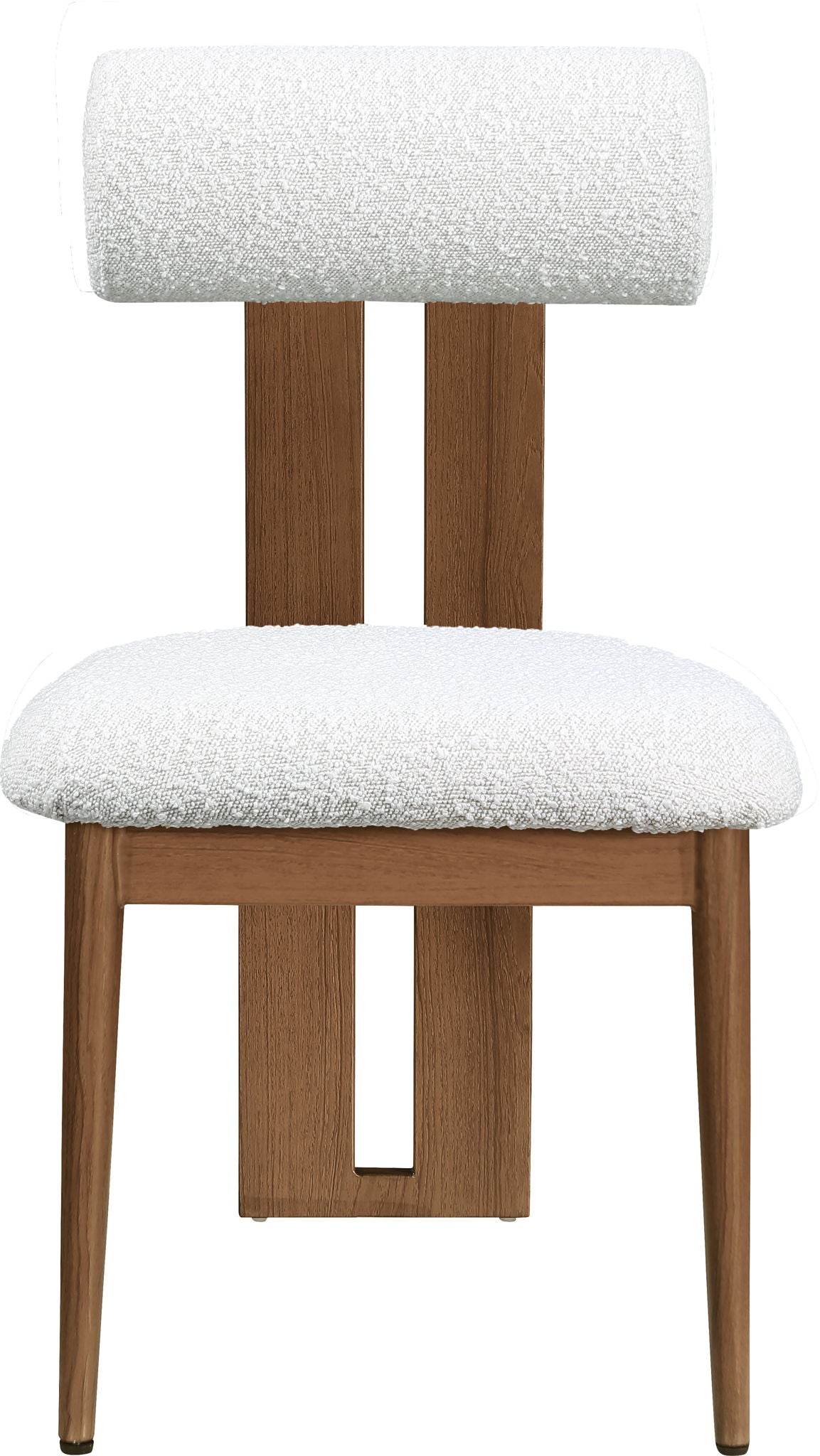 Dario - Boucle Dining Chair With Brown Frame (Set of 2) - Cream