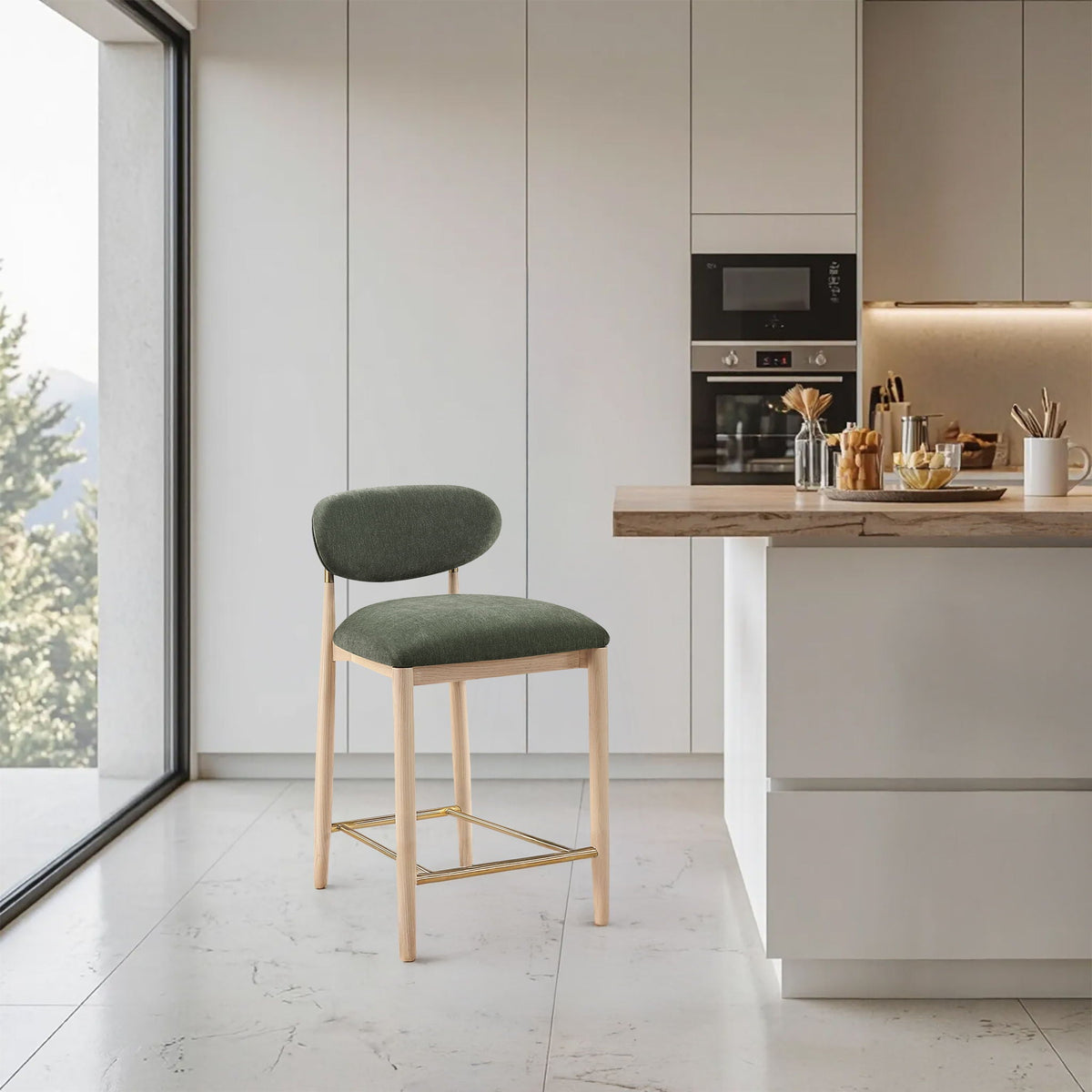 Riccio - Fabric Stool - Natural Frame