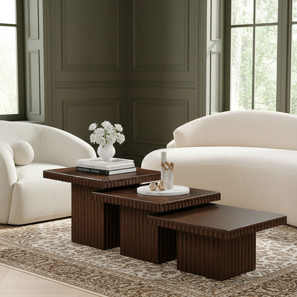 Spencer - Oak Veneer 3 Piece Coffee Tabl