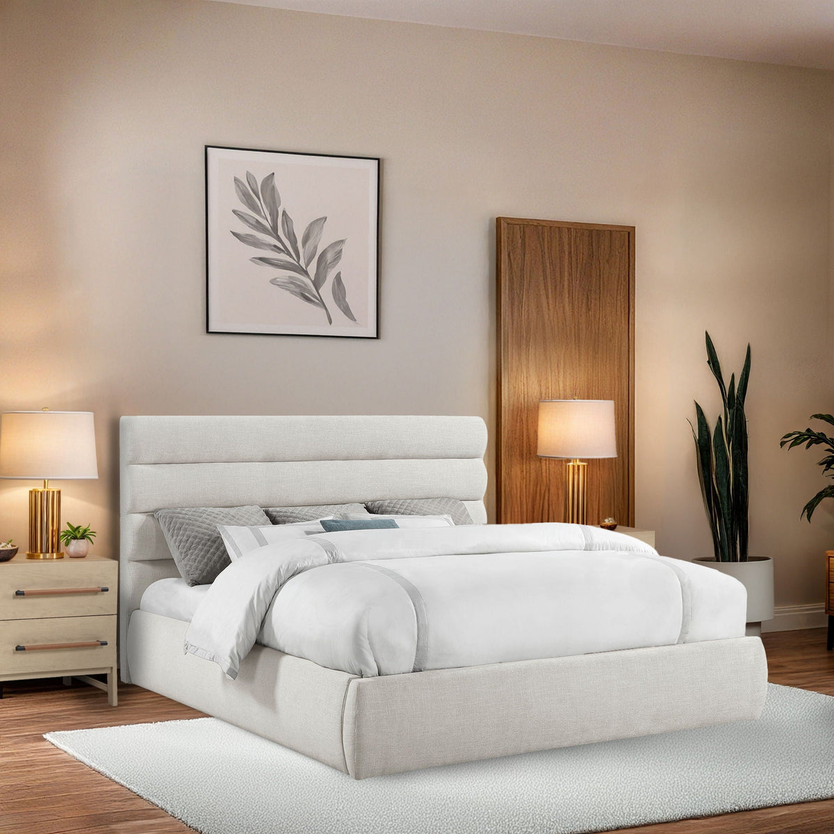 Adam - Linen Fabric Bed With 52" Headboard