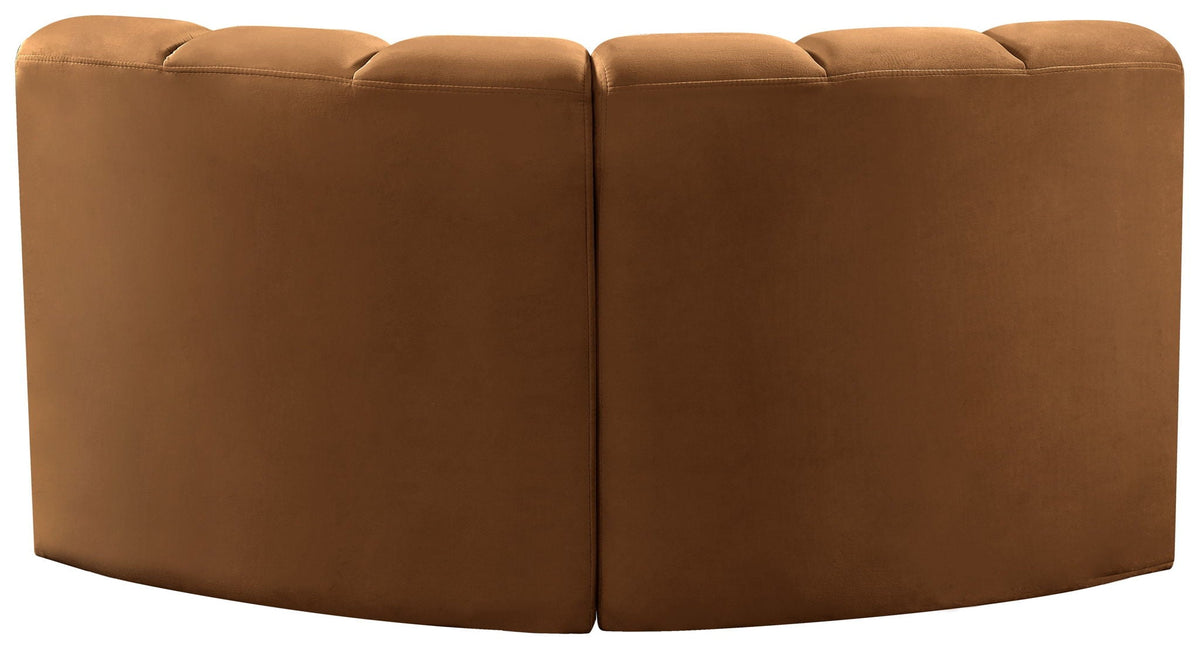 Arc - Velvet 2 Piece Modular Sofa - Saddle