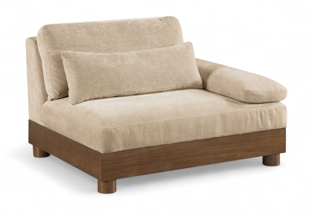 Turin - Chenille Fabric Upholstered Modular Arm Chair - Walnut Base