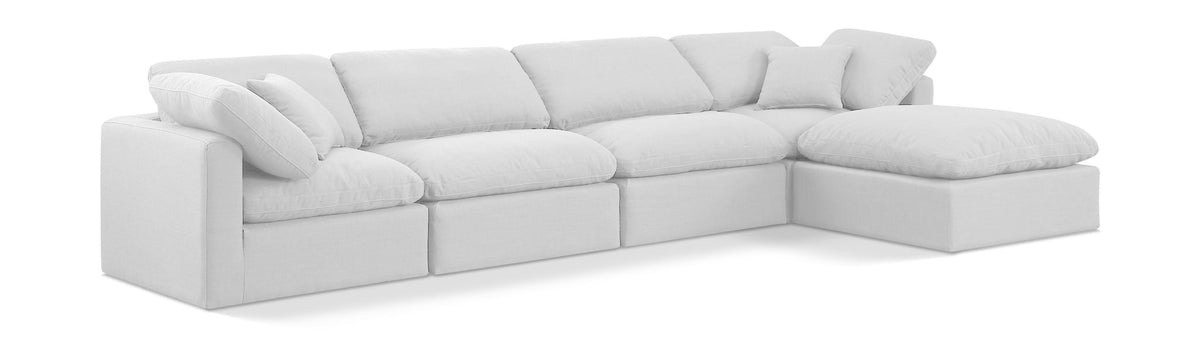 Indulge - Linen 5 Piece Modular Sectional With Chaise - White