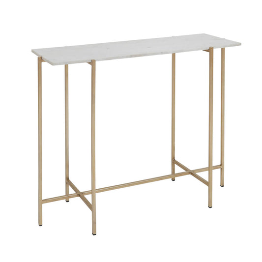 Ida White Marble Top Console Table: Gold Frame