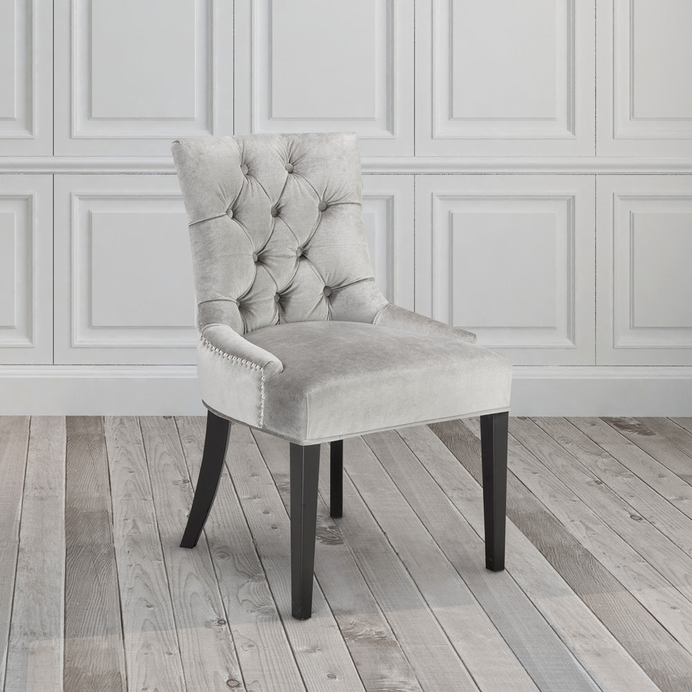 Petra Dining Chair: Grey Velvet