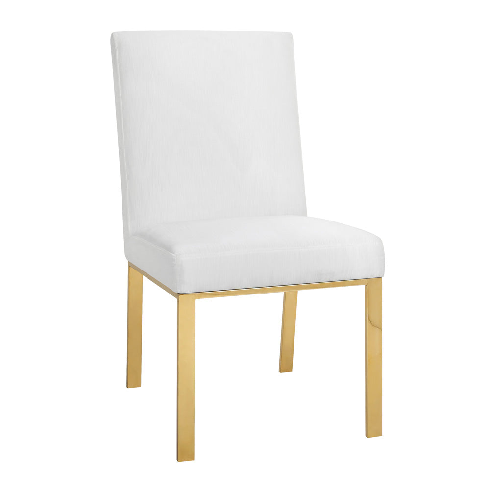 Wellington White With Polished Gold Dining Chair - Furniture Depot