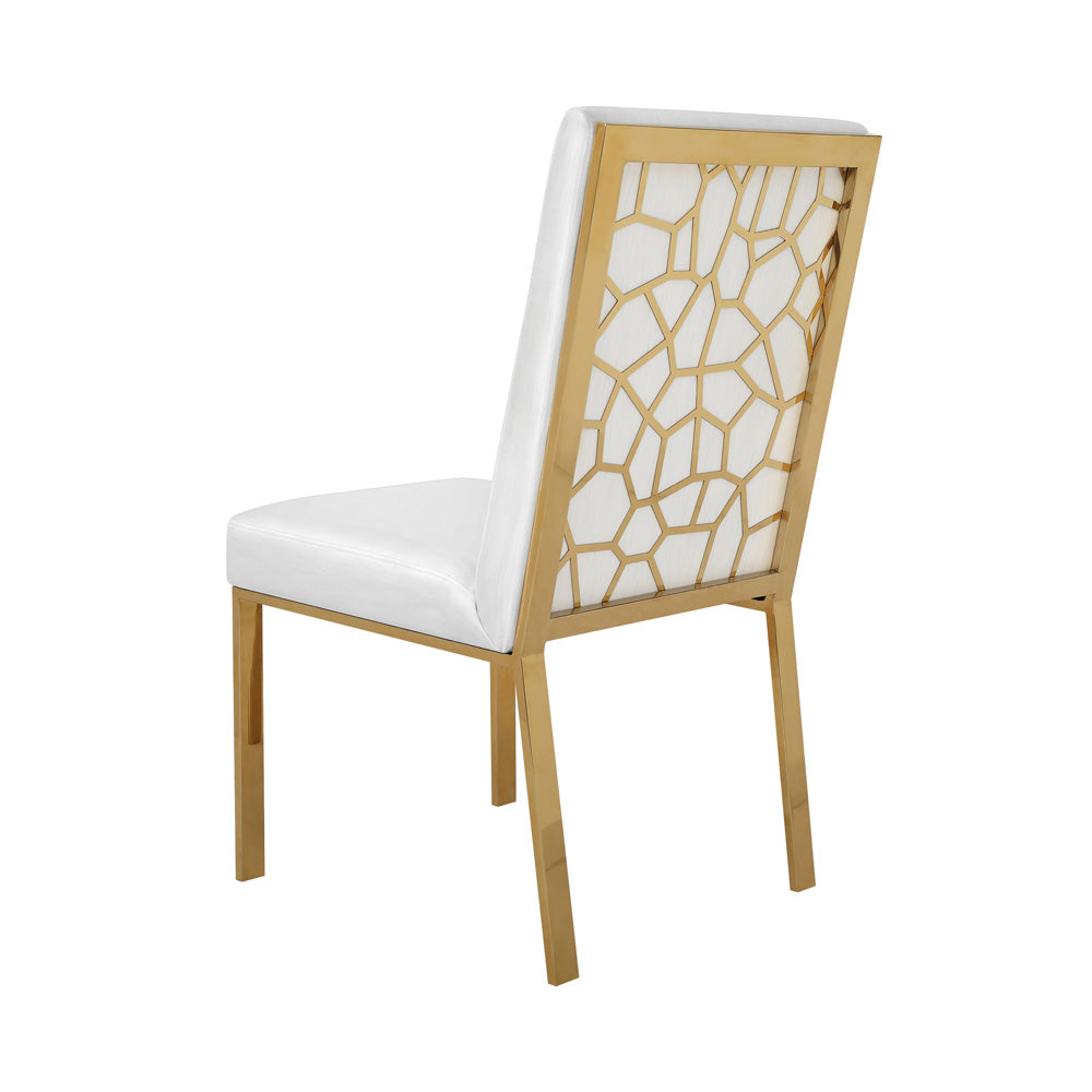 Wellington White With Polished Gold Dining Chair - Furniture Depot