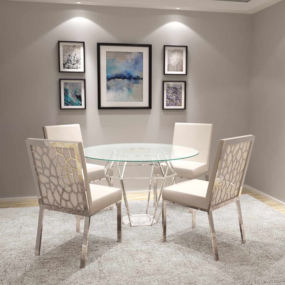 Wellington White With Polished Gold Dining Chair - Furniture Depot