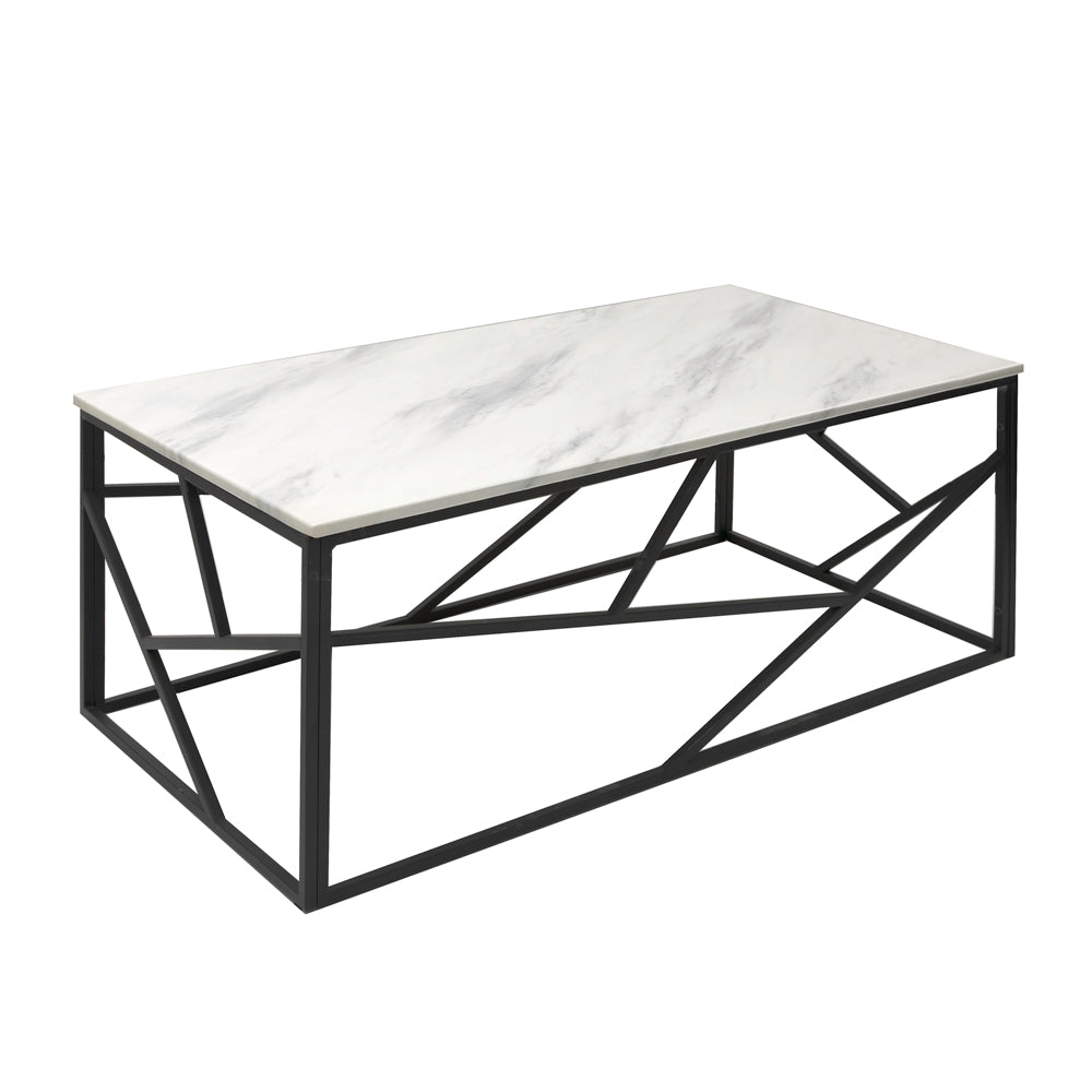 Carole Marble Coffee Table (Black Frame) - Furniture Depot