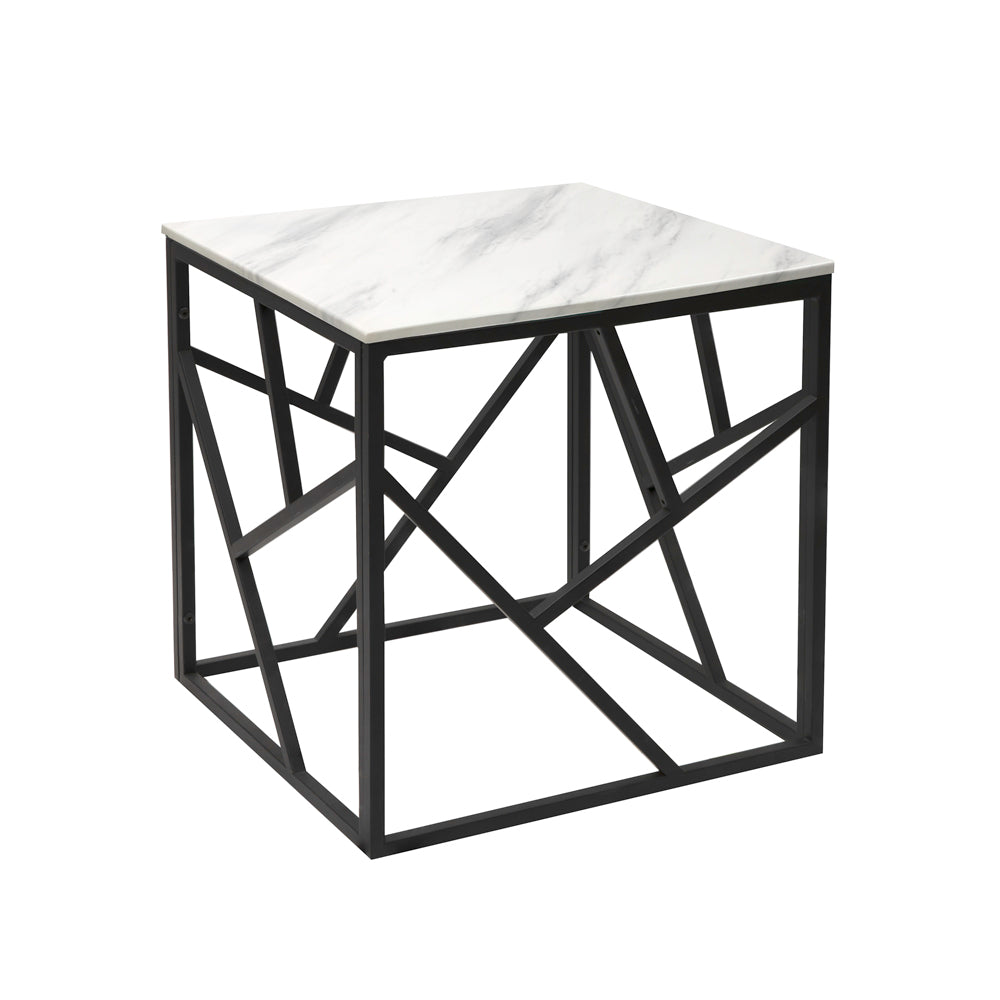 Carole Marble End Table (Black Frame) - Furniture Depot