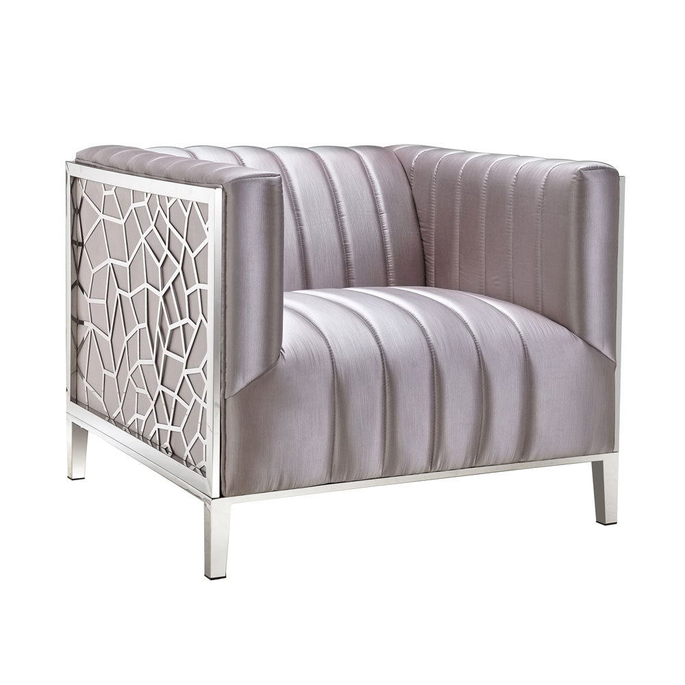 Conrad Accent Chair: Silver Satin