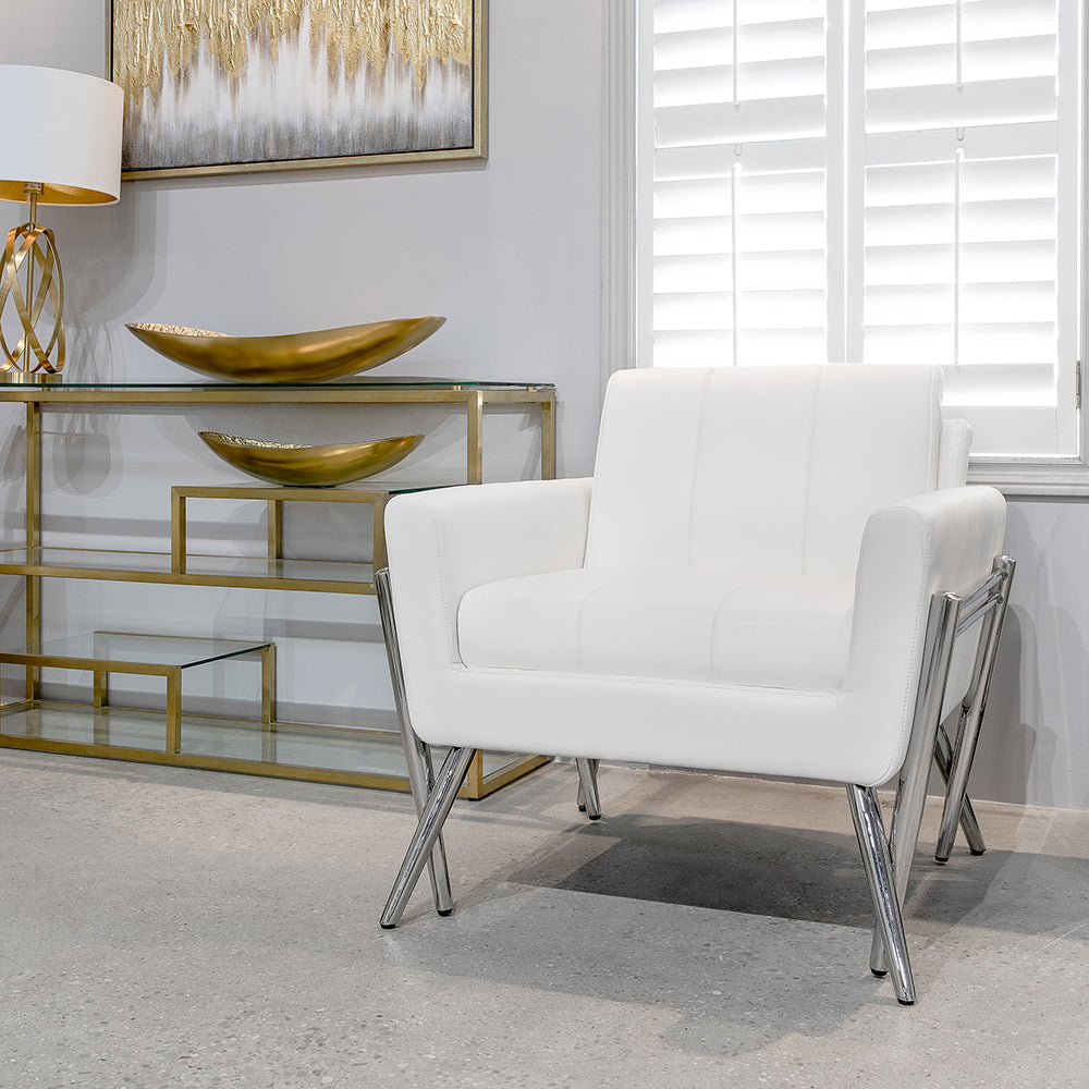 Morgan White PU Fabric Chair