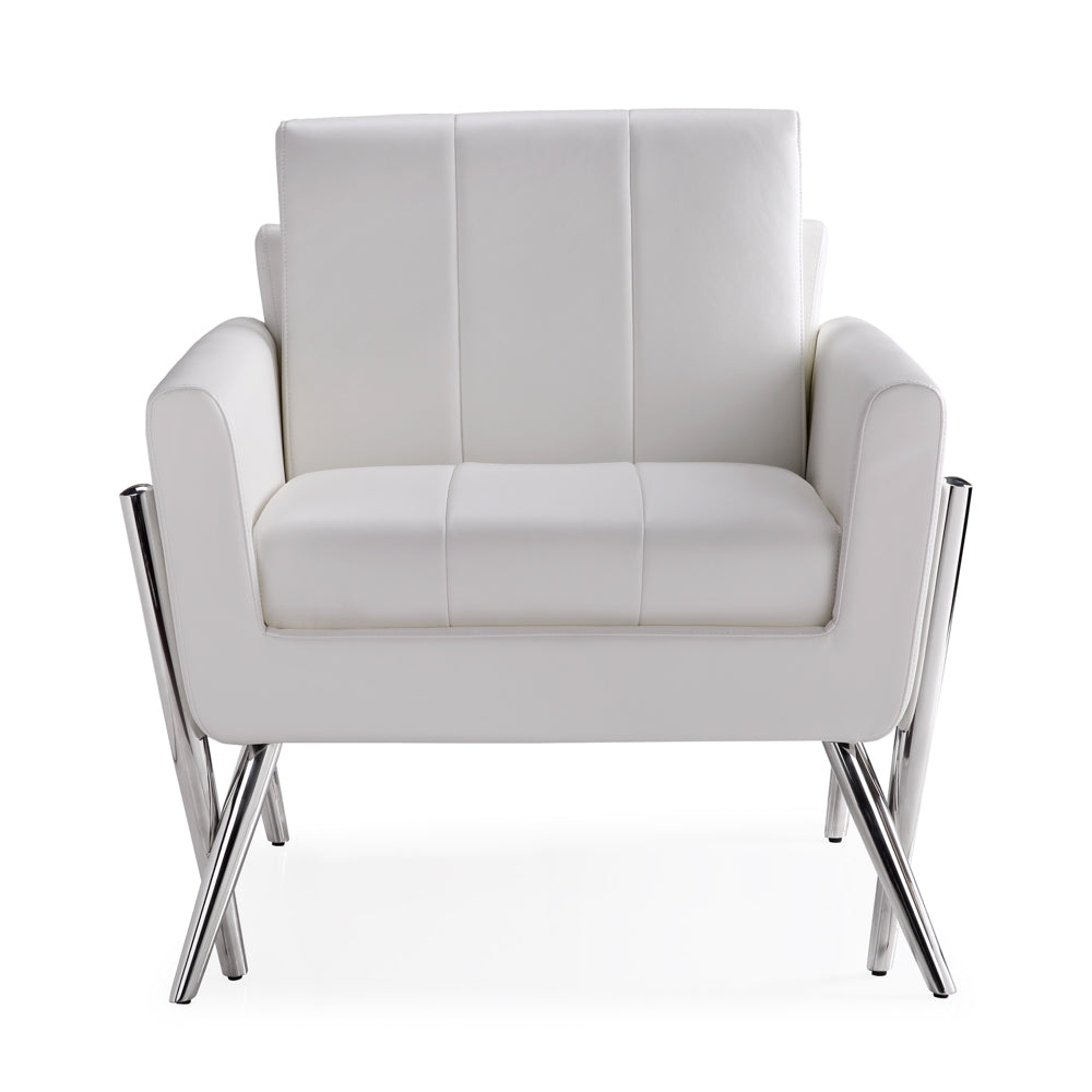 Morgan White PU Fabric Chair