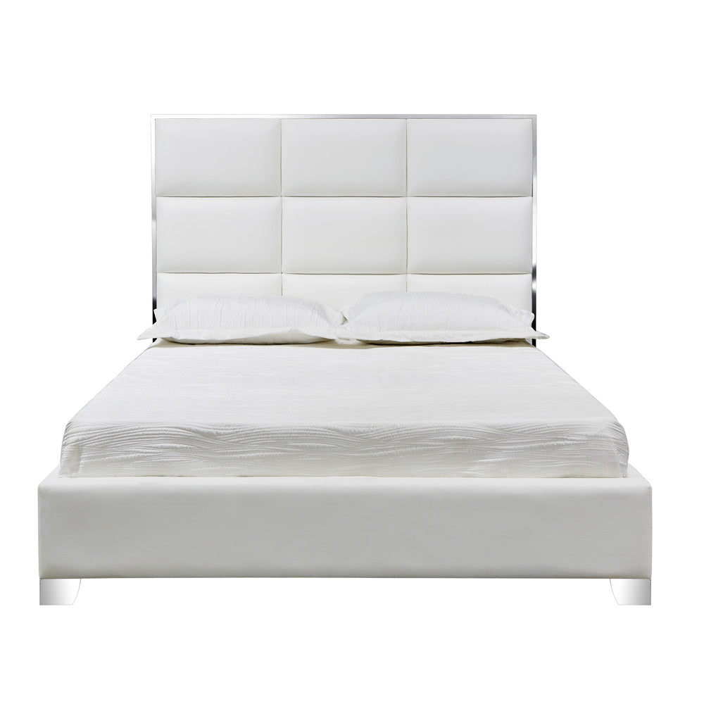 Blair White Leatherette Bed (King size) - Furniture Depot