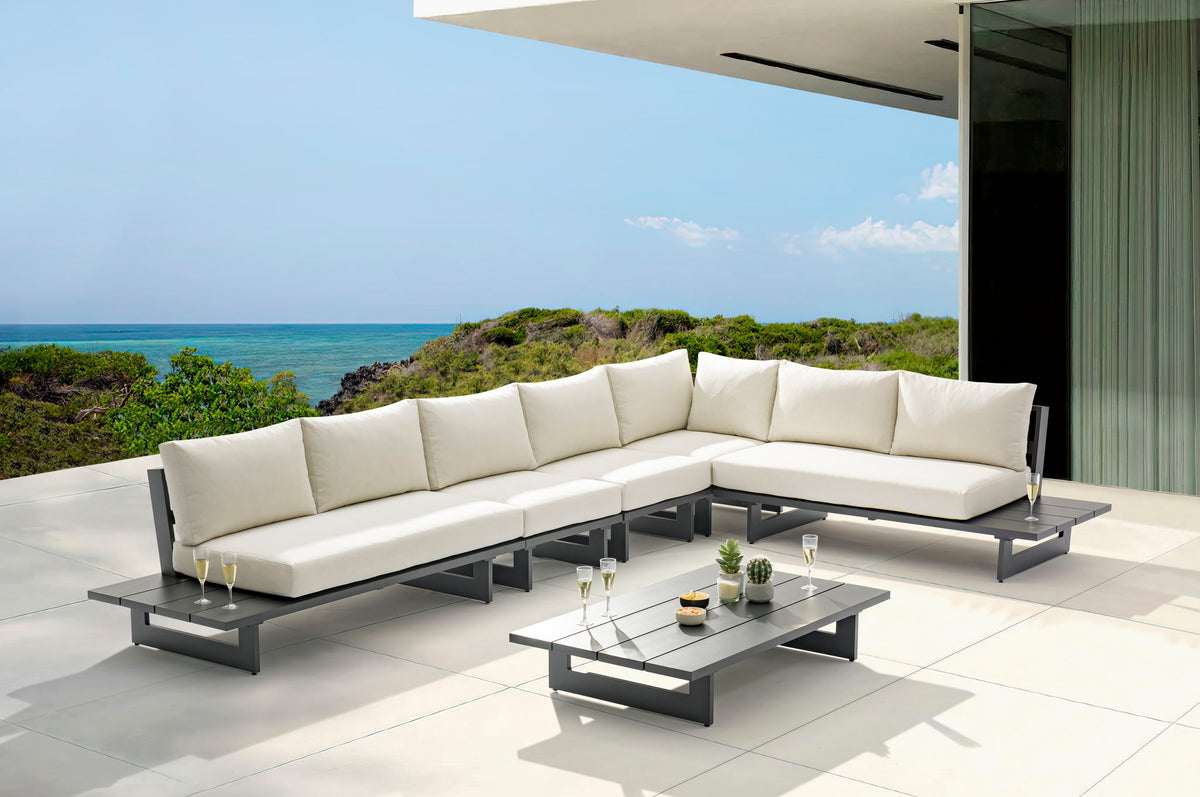 Maldives - 5 Piece Water Resistant Outdoor Patio Modular Sectional With Gray Base