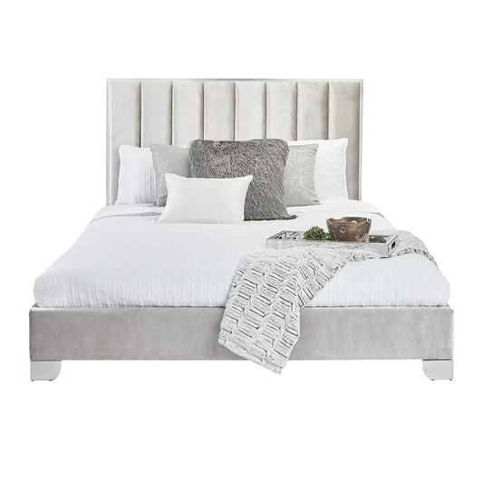 Lauriel Platform Bed - Grey Fabric - Furniture Depot