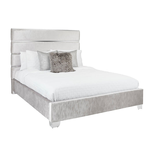 Hanne Bed - Grey Velvet (Queen size) - Furniture Depot