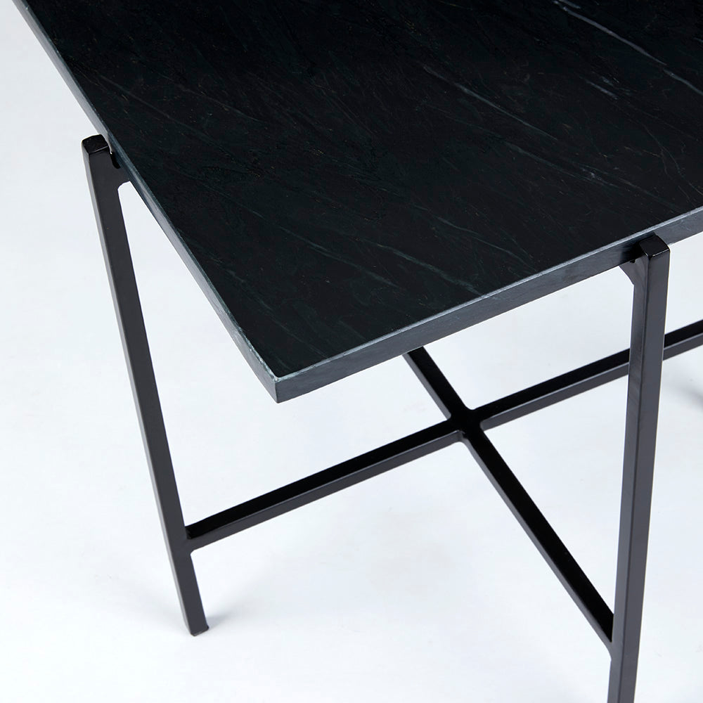Ida Black Marble Top End Table: Black Frame