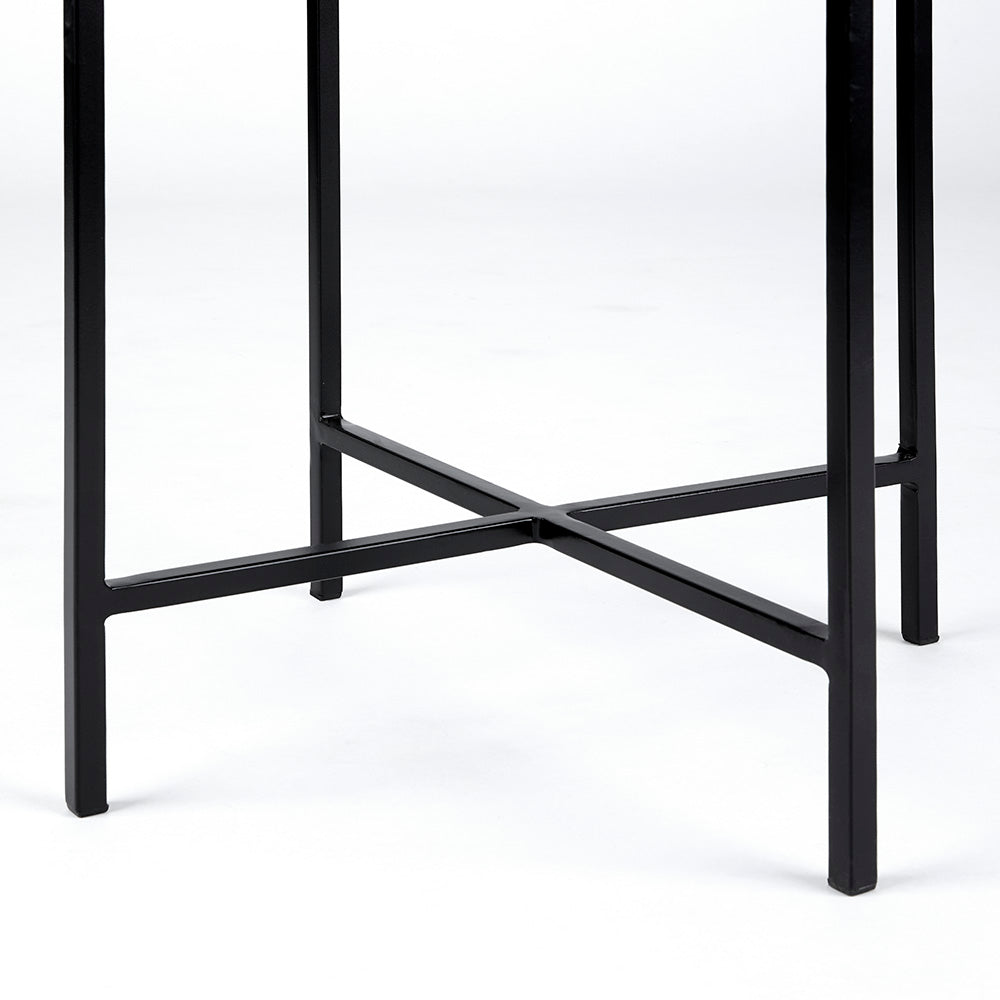 Ida Black Marble Top End Table: Black Frame