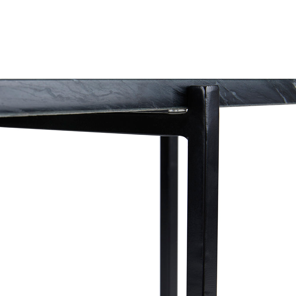 Ida Black Marble Top End Table: Black Frame