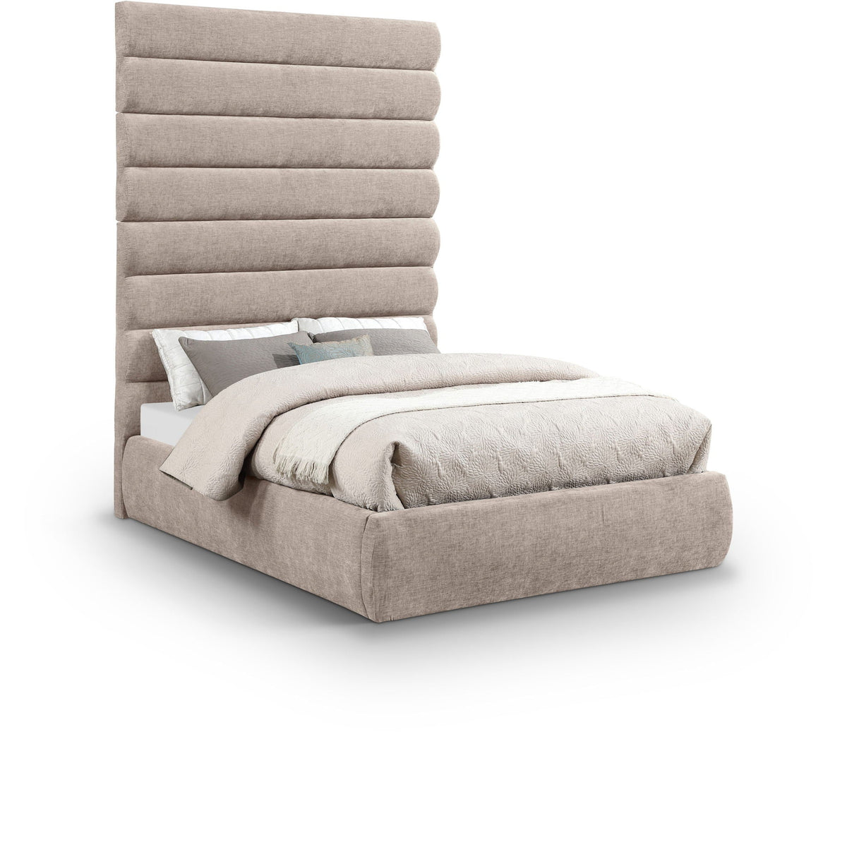 Adam - Chenille Fabric Bed With 89" Headboard