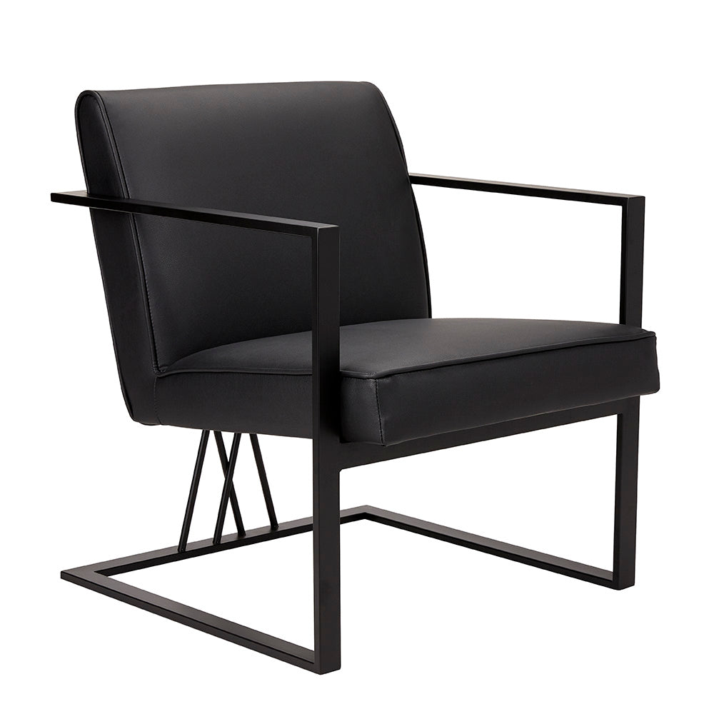 Fairmont Black Leatherette Chair - Black Frame - Furniture Depot