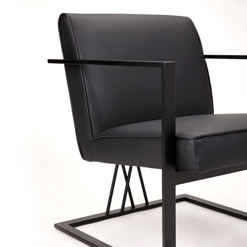 Fairmont Black Leatherette Chair - Black Frame - Furniture Depot