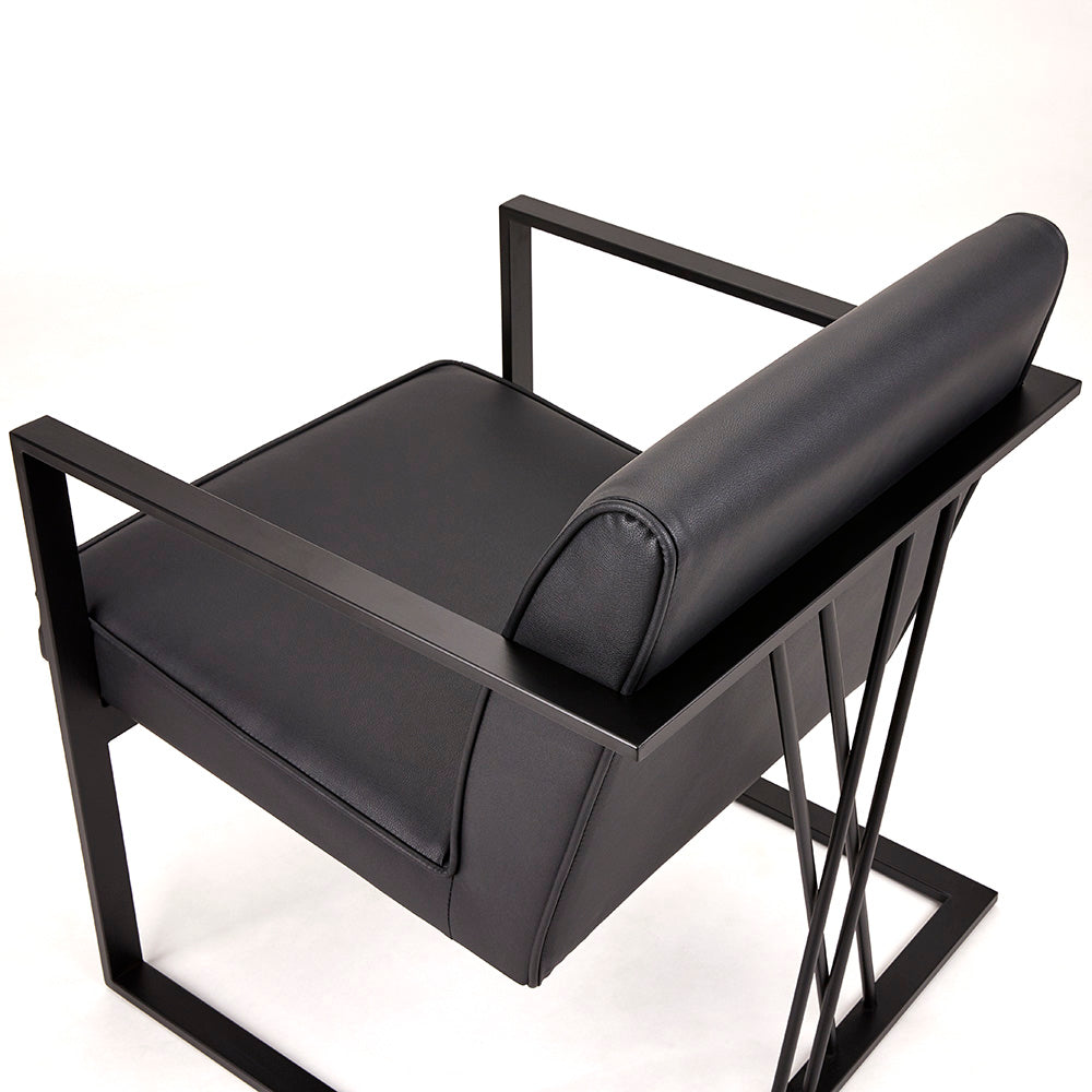 Fairmont Black Leatherette Chair - Black Frame - Furniture Depot