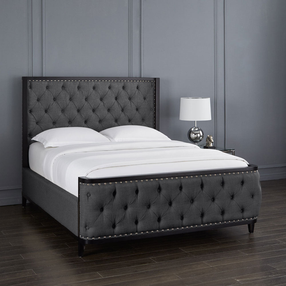 Swire Bed - Slate linen fabric (Queen size) - Furniture Depot