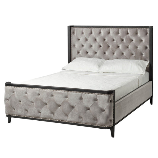 Swire Bed - Grey velvet (King size) - Furniture Depot