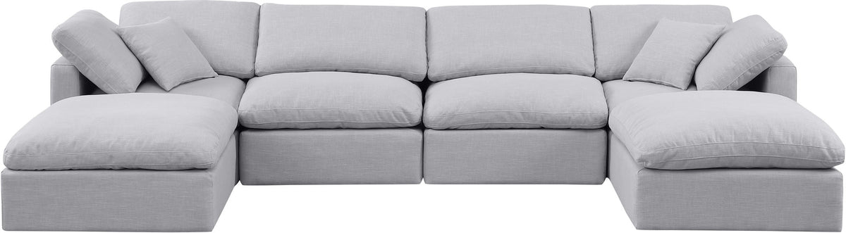 Indulge - Linen 6 Piece Modular Double Chaise Sectional
