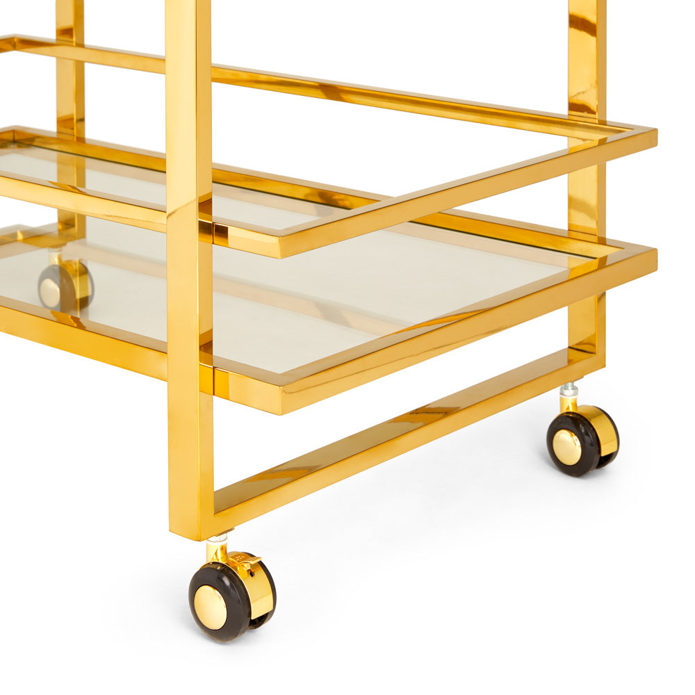 DORSEY Gold Steel Bar Cart - Furniture Depot