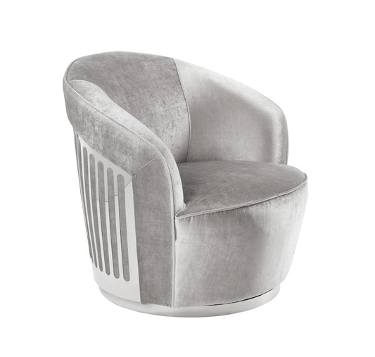 Lucien Accent Chair: Grey Velvet - Furniture Depot