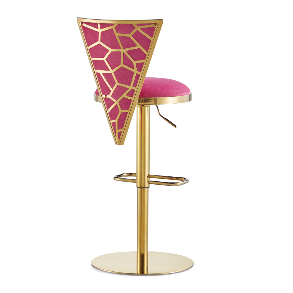 Turin Adjustable Bar Stool (Hot Pink Velvet) - Furniture Depot