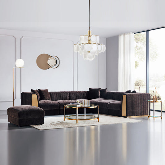 Roland (6PC) Sectional Sofa: Java chocolate