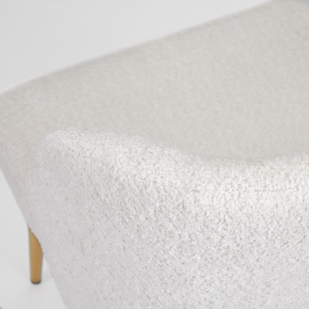 Fortina Dining Chair: White Fur Fabric with Gold Legs