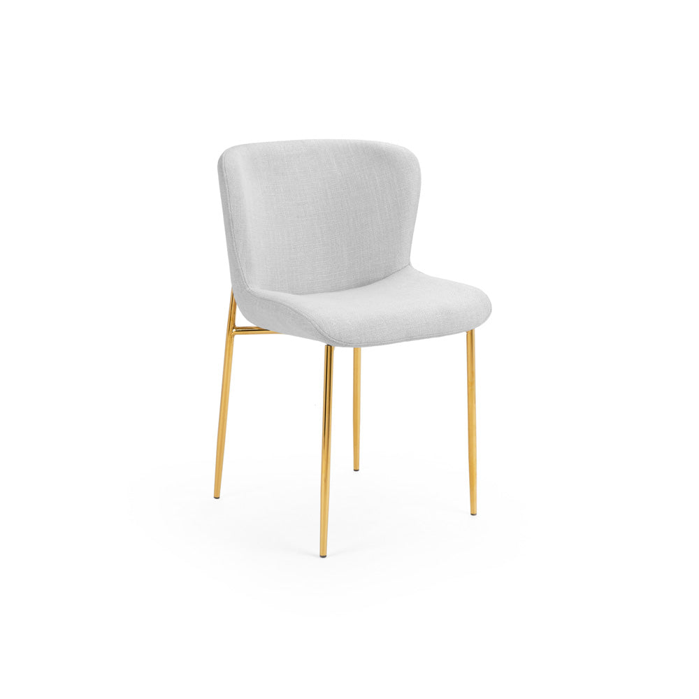 Malta Dining Chair: Light Grey Linen with Gold Legs